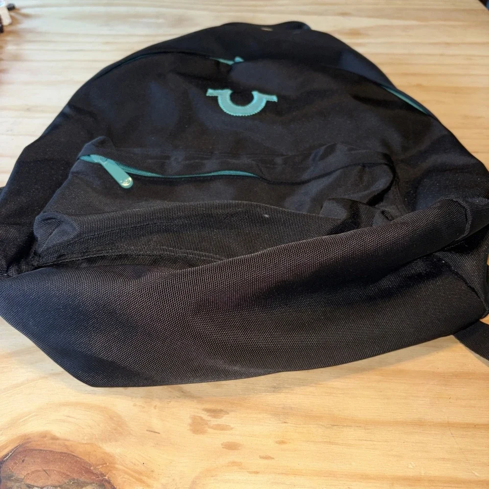 True Religion Black Backpack Light Blue Logo School College Designer Very Good